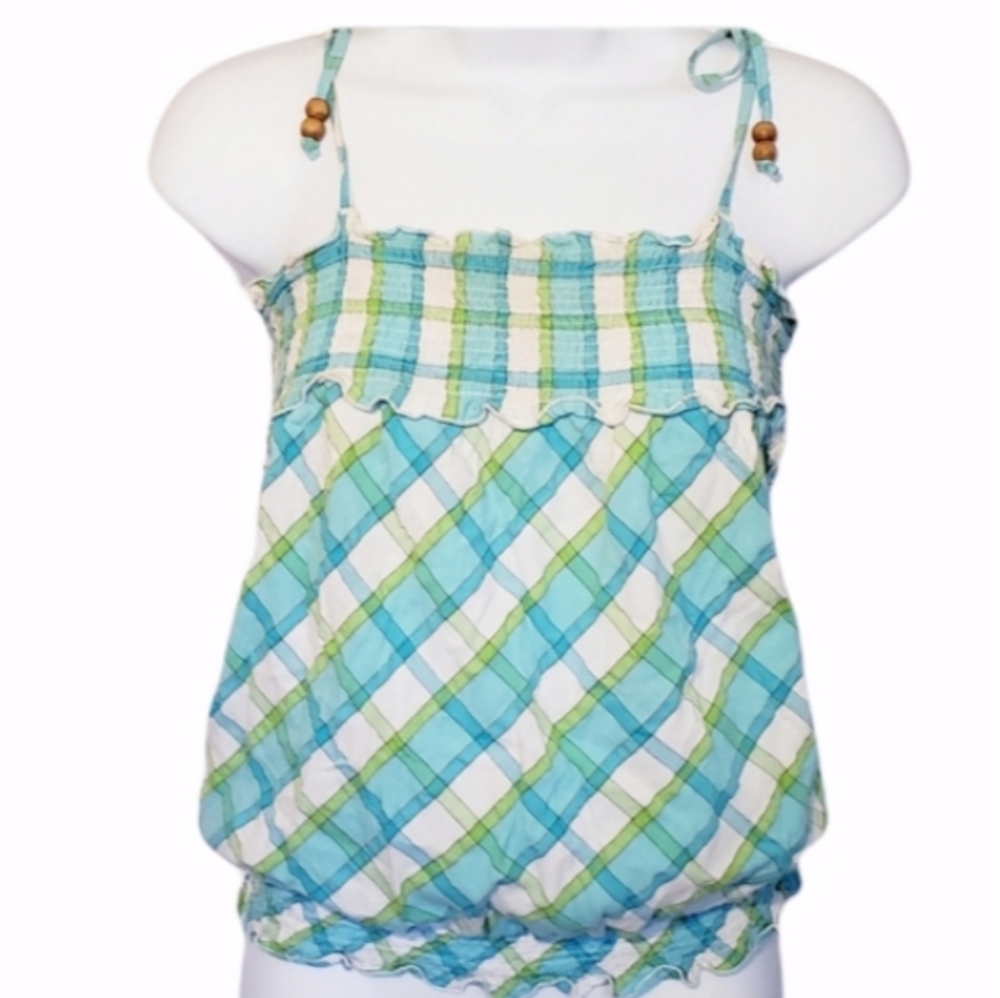 Ruched Crop Tube Top Beaded Straps (Tag Size Girl's Lg 12/14)